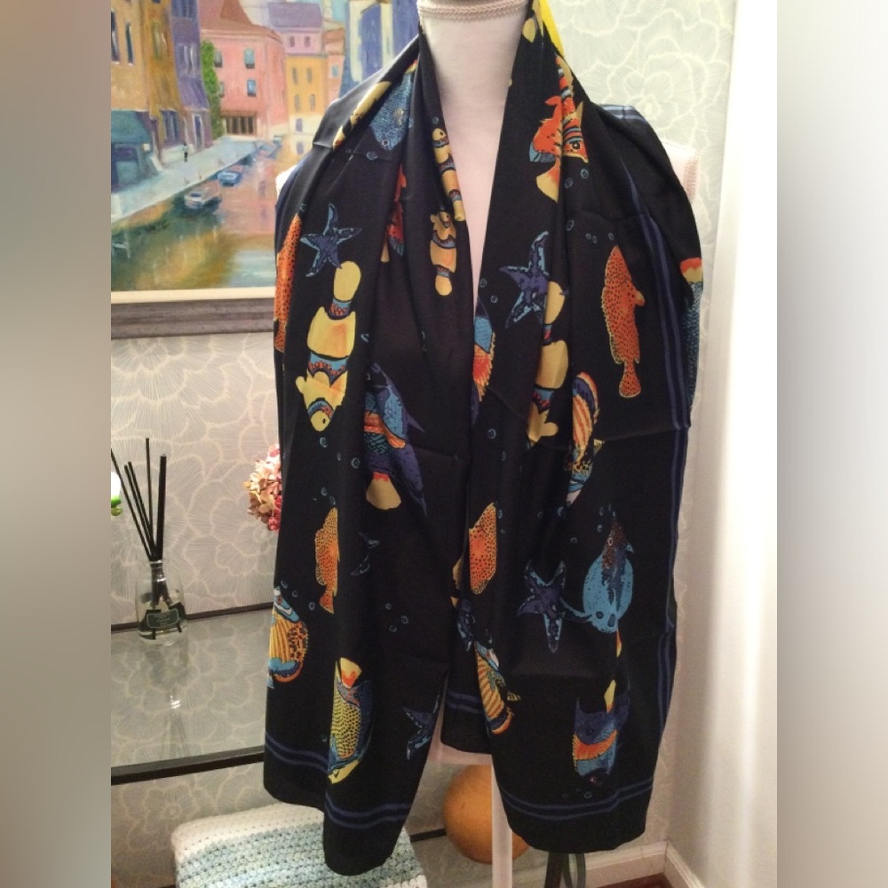 PRICE DROP! Colorful Fish and Starfish Patterned scarf